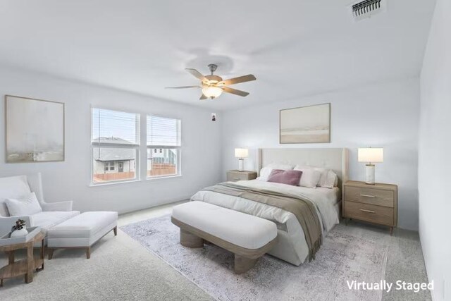 13320 Lapoynor St, Manor, TX 78653 - bedroom featuring light colored carpet and ceiling fan