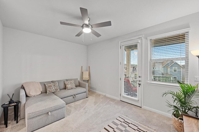 8522 Leroi Dr, Austin, TX 78744 - living room featuring carpet flooring and a ceiling fan