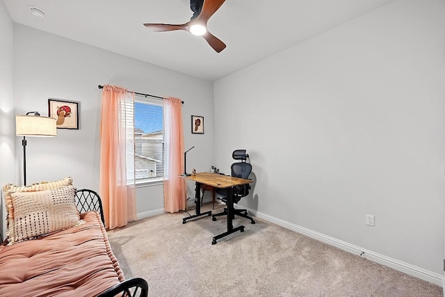 8522 Leroi Dr, Austin, TX 78744 - home office featuring ceiling fan and light carpet