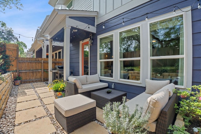 8922 Menchaca Rd Unit 204, Austin, TX 78748 - view of patio / terrace featuring an outdoor living space and a grill