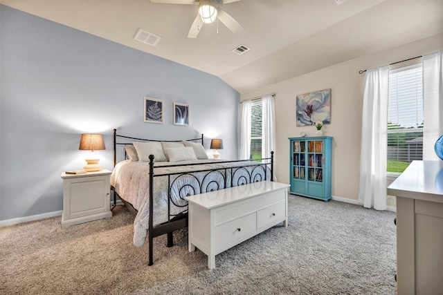 18003 Linkhill Dr, Dripping Springs, TX 78620 - bedroom featuring vaulted ceiling, light carpet, baseboards, and a ceiling fan