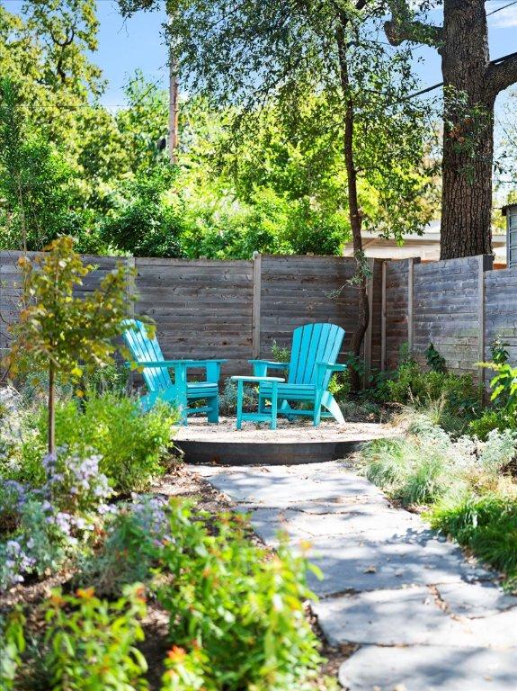 view of patio / terrace featuring a fenced backyard and an outdoor fire pit