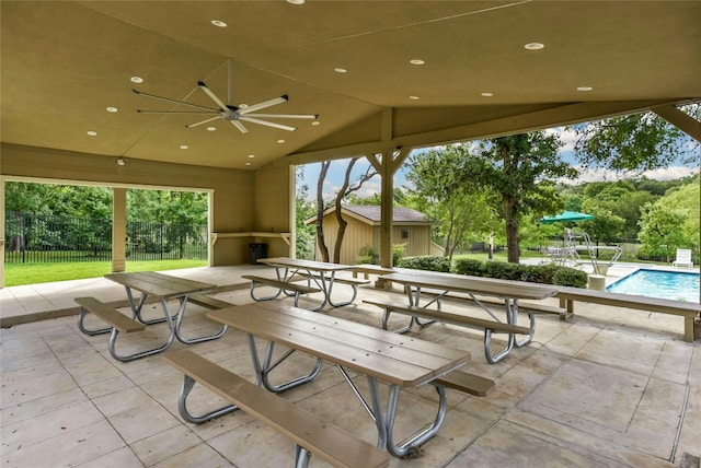 5216 Trading Bnd, Austin, TX 78735 - view of patio featuring an outdoor pool and ceiling fan