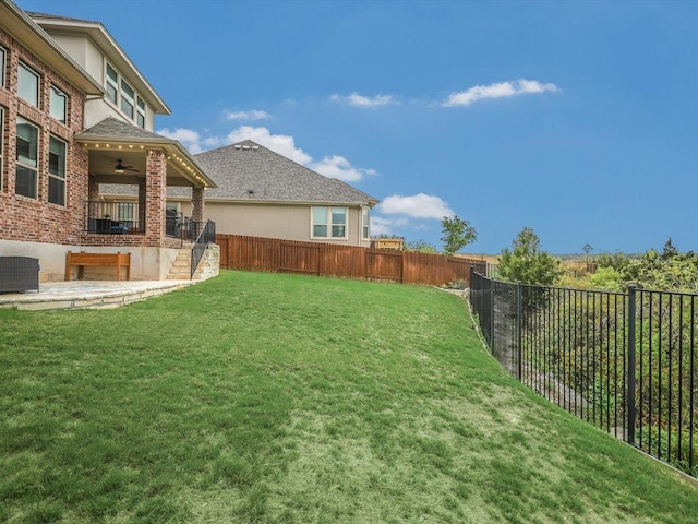 2733 Painted Sky Bnd, Leander, TX 78641 - fenced backyard featuring a ceiling fan