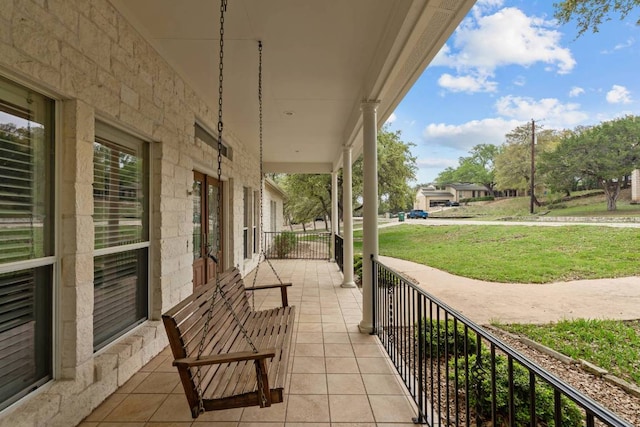 21507 Lakefront Dr, Lago Vista, TX 78645 - covered porch with a lawn