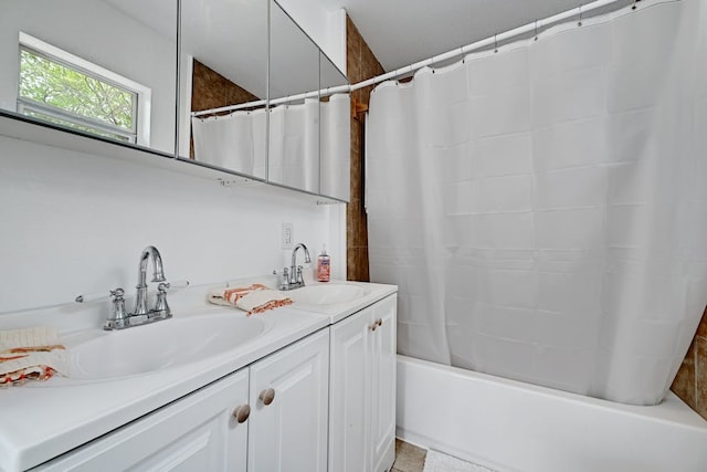 5313 Martin Ave, Austin, TX 78751 - full bathroom featuring double vanity and shower / bathtub combination with curtain