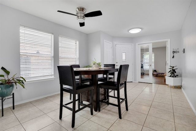 12404 Granton Cv, Austin, TX 78754 - dining area with plenty of natural light, ceiling fan, and light tile patterned floors