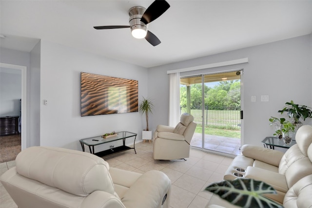 12404 Granton Cv, Austin, TX 78754 - living area with light tile patterned flooring and ceiling fan