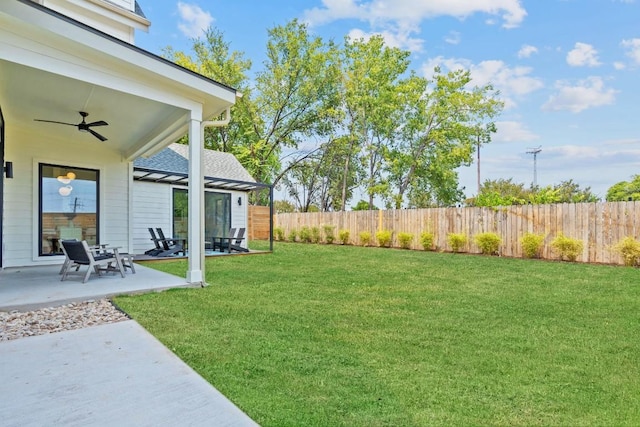 814 Stark St, Austin, TX 78756 - fenced backyard with a patio area and ceiling fan