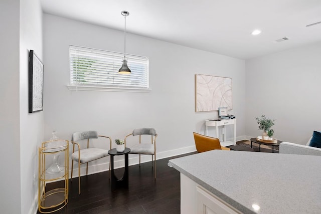5901 Bolm Rd Unit H, Austin, TX 78721 - home office with dark wood-style floors, baseboards, and recessed lighting