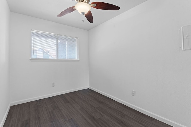 1840 Burton Dr Unit 133, Austin, TX 78741 - empty room with dark wood-style floors, ceiling fan, and baseboards