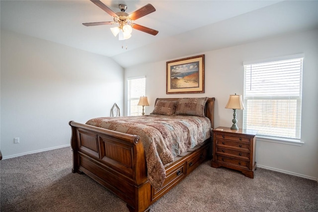 168 Onna St, Taylor, TX 76574 - carpeted bedroom with ceiling fan and vaulted ceiling