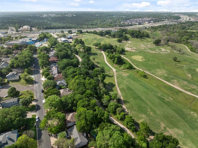 bird's eye view with golf course view and a residential view