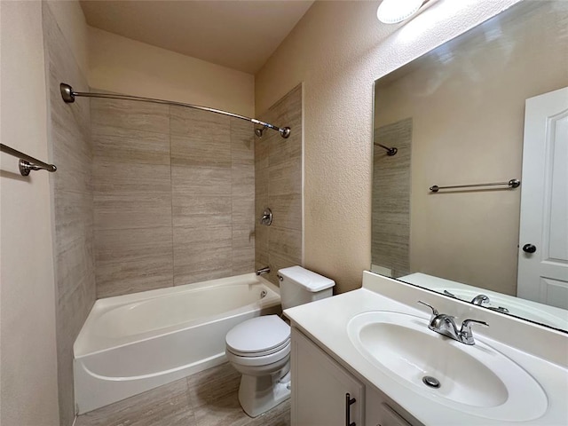613 Arrowhead Trl, Cedar Park, TX 78613 - full bathroom with bathtub / shower combination, vanity, toilet, and a textured wall