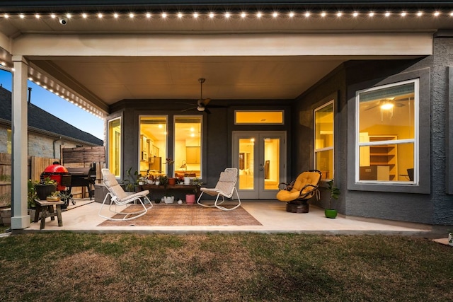 134 Soft Elm Dr, Buda, TX 78610 - rear view of house featuring french doors, a patio area, and ceiling fan