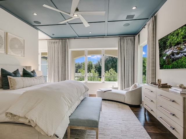 1614 Bruton Springs Rd, Austin, TX 78733 - bedroom with dark wood finished floors and recessed lighting