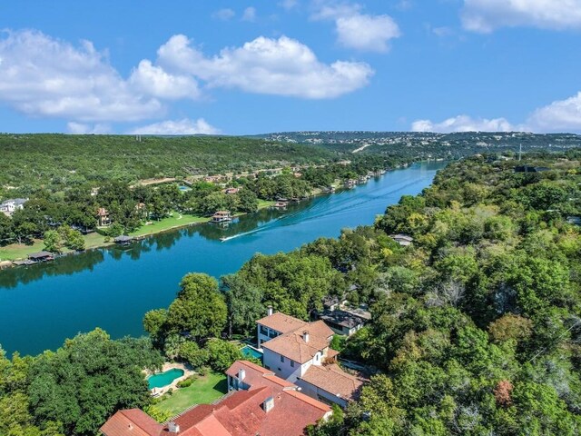 1614 Bruton Springs Rd, Austin, TX 78733 - bird's eye view of a nearby body of water and a forest