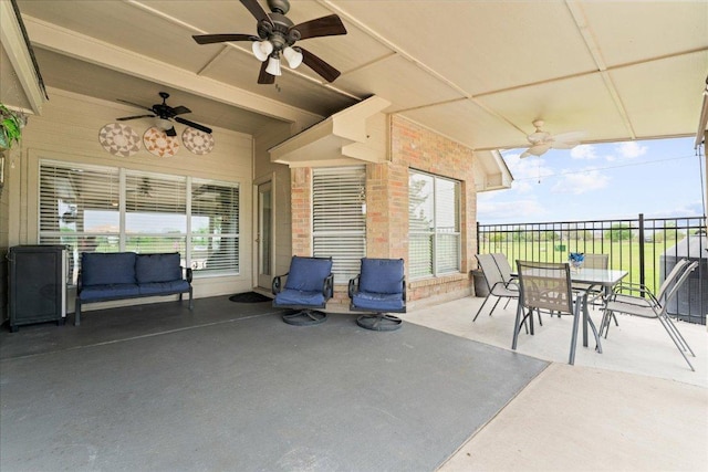 125 Fairway Ct, Bastrop, TX 78602 - view of patio / terrace featuring a ceiling fan and outdoor dining area
