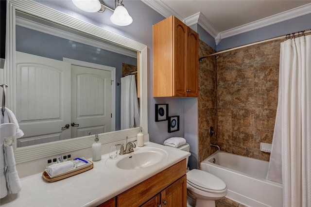 1001 The Cape Rd Unit 32, Horseshoe Bay, TX 78657 - bathroom featuring vanity, ornamental molding, and shower / bath combo