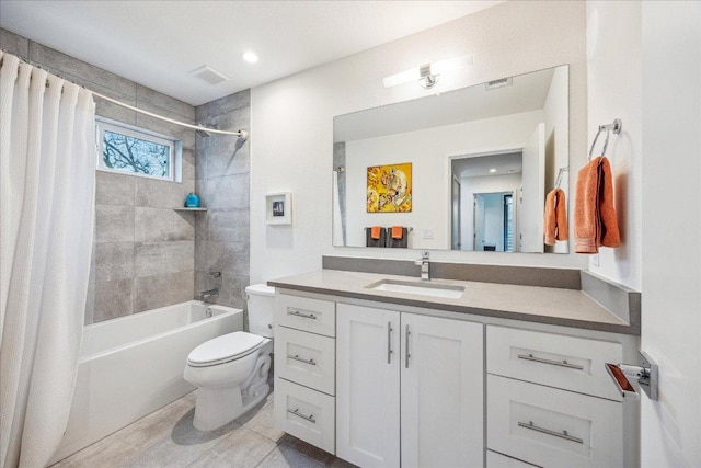 1303 Harriet Ct Unit A, Austin, TX 78756 - bathroom featuring shower / tub combo with curtain, vanity, and tile patterned flooring