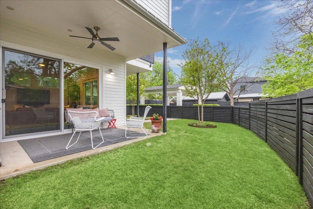 1303 Harriet Ct Unit A, Austin, TX 78756 - view of yard featuring a ceiling fan and a patio