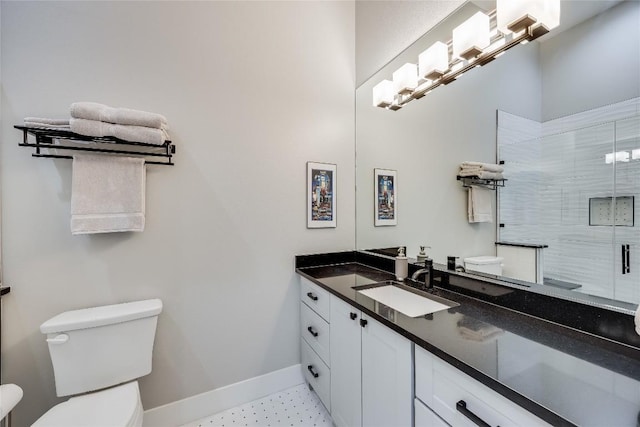 8612 Tip Top Dr Unit 2, Jonestown, TX 78645 - full bath with toilet, vanity, baseboards, and a shower stall