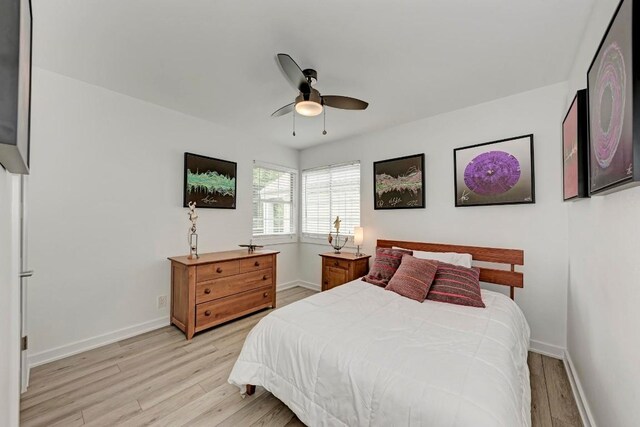 12203 Arrowwood Dr, Austin, TX 78727 - bedroom with light wood-type flooring and a ceiling fan