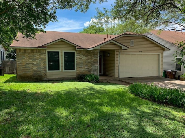 2304 Lasso Dr, Round Rock, TX 78681 - single story home with a garage, concrete driveway, and brick siding