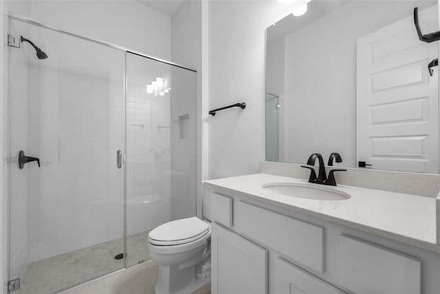 5513 Olimpico Way, Leander, TX 78641 - full bath with vanity, a shower stall, and tile patterned floors