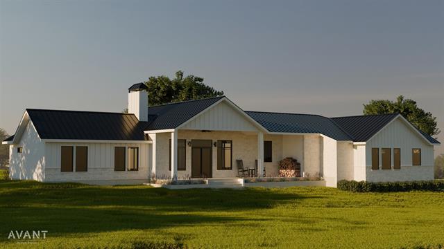 400 Shale, Horseshoe Bay, TX 78657 - back of property with a standing seam roof, metal roof, a lawn, and a chimney