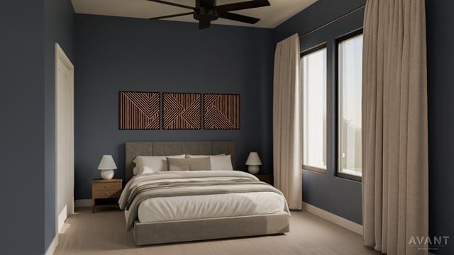 400 Shale, Horseshoe Bay, TX 78657 - carpeted bedroom featuring ceiling fan and baseboards
