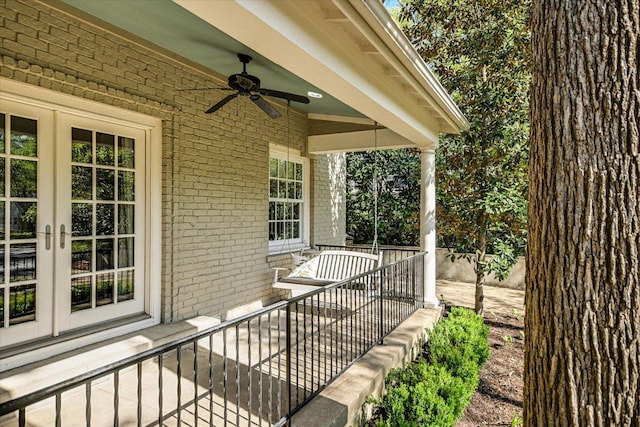 1710 Mccall Rd, Austin, TX 78703 - view of patio / terrace featuring french doors and ceiling fan