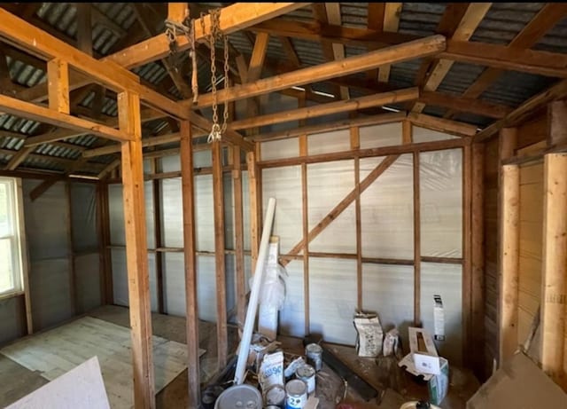miscellaneous room featuring vaulted ceiling