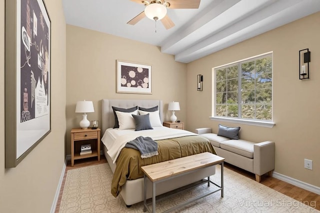 2300 Nevins Cv, Lago Vista, TX 78645 - bedroom featuring light wood-style floors and ceiling fan