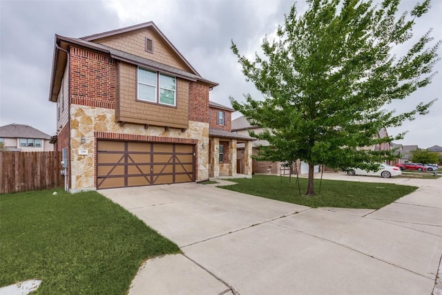 339 Alamosa Dr, Georgetown, TX 78626 - view of front of home featuring stone siding, an attached garage, and driveway