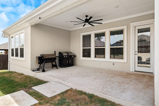 124 Adina Dr, Dripping Springs, TX 78620 - view of patio featuring a ceiling fan and a grill