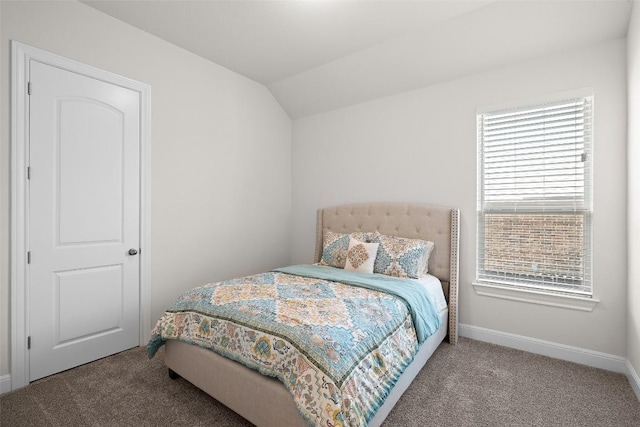124 Adina Dr, Dripping Springs, TX 78620 - bedroom featuring carpet floors, baseboards, and vaulted ceiling