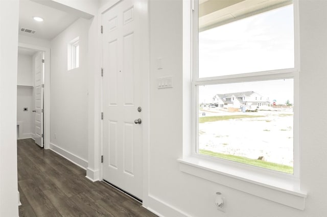 2035 Cora Ivy Loop, Round Rock, TX 78665 - entryway featuring dark wood finished floors and baseboards