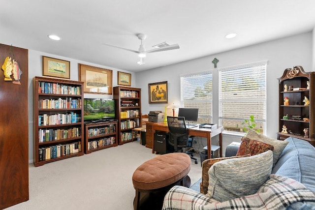 308 Hobby St, Georgetown, TX 78633 - office with ceiling fan, carpet, and recessed lighting