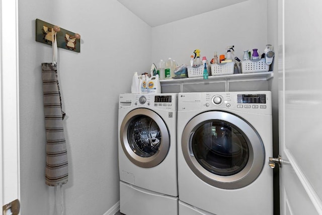 308 Hobby St, Georgetown, TX 78633 - washroom featuring separate washer and dryer and baseboards