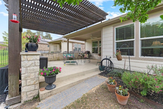 308 Hobby St, Georgetown, TX 78633 - view of patio featuring a pergola and ceiling fan