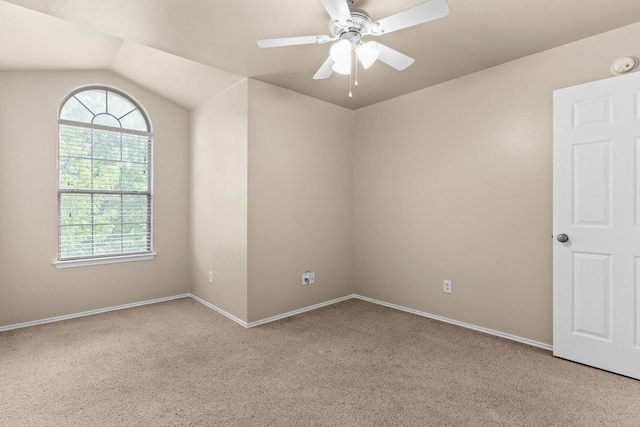5405 English Oak Dr, Killeen, TX 76542 - carpeted spare room featuring baseboards, plenty of natural light, vaulted ceiling, and a ceiling fan