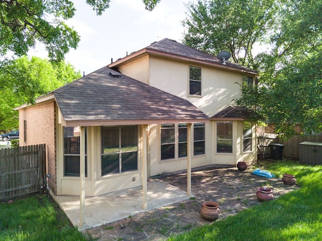 5405 English Oak Dr, Killeen, TX 76542 - rear view of house featuring a patio area, fence, a shingled roof, and stucco siding
