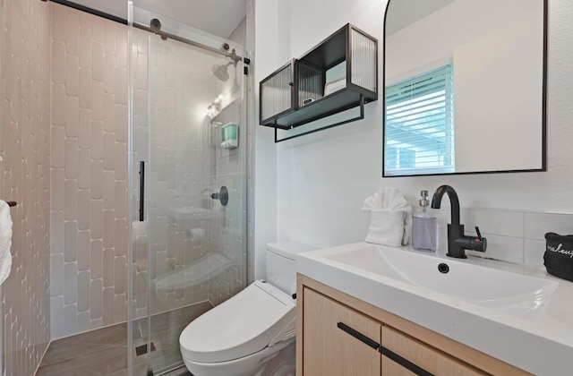 2301 Trafalgar Dr, Austin, TX 78723 - bathroom featuring vanity and a stall shower