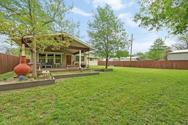 2301 Trafalgar Dr, Austin, TX 78723 - fenced backyard with a patio area