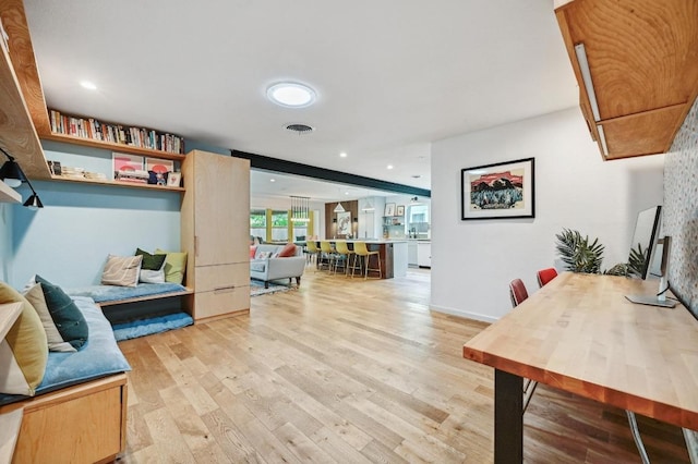 2301 Trafalgar Dr, Austin, TX 78723 - office area with light wood-style floors and recessed lighting