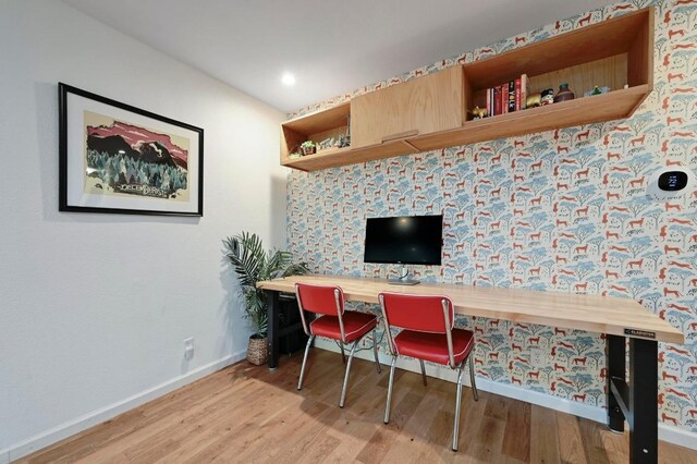 2301 Trafalgar Dr, Austin, TX 78723 - home office featuring wood finished floors and recessed lighting
