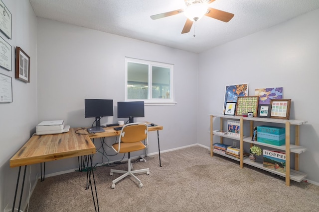 9605 Marston Ln, Austin, TX 78753 - carpeted office featuring ceiling fan and baseboards