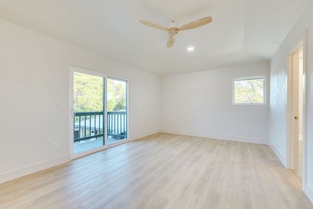 9909 Oliver Dr, Austin, TX 78736 - unfurnished room with light wood finished floors, healthy amount of natural light, a ceiling fan, and recessed lighting