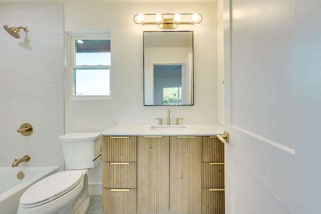 9909 Oliver Dr, Austin, TX 78736 - full bathroom featuring vanity,  shower combination, and tile patterned flooring